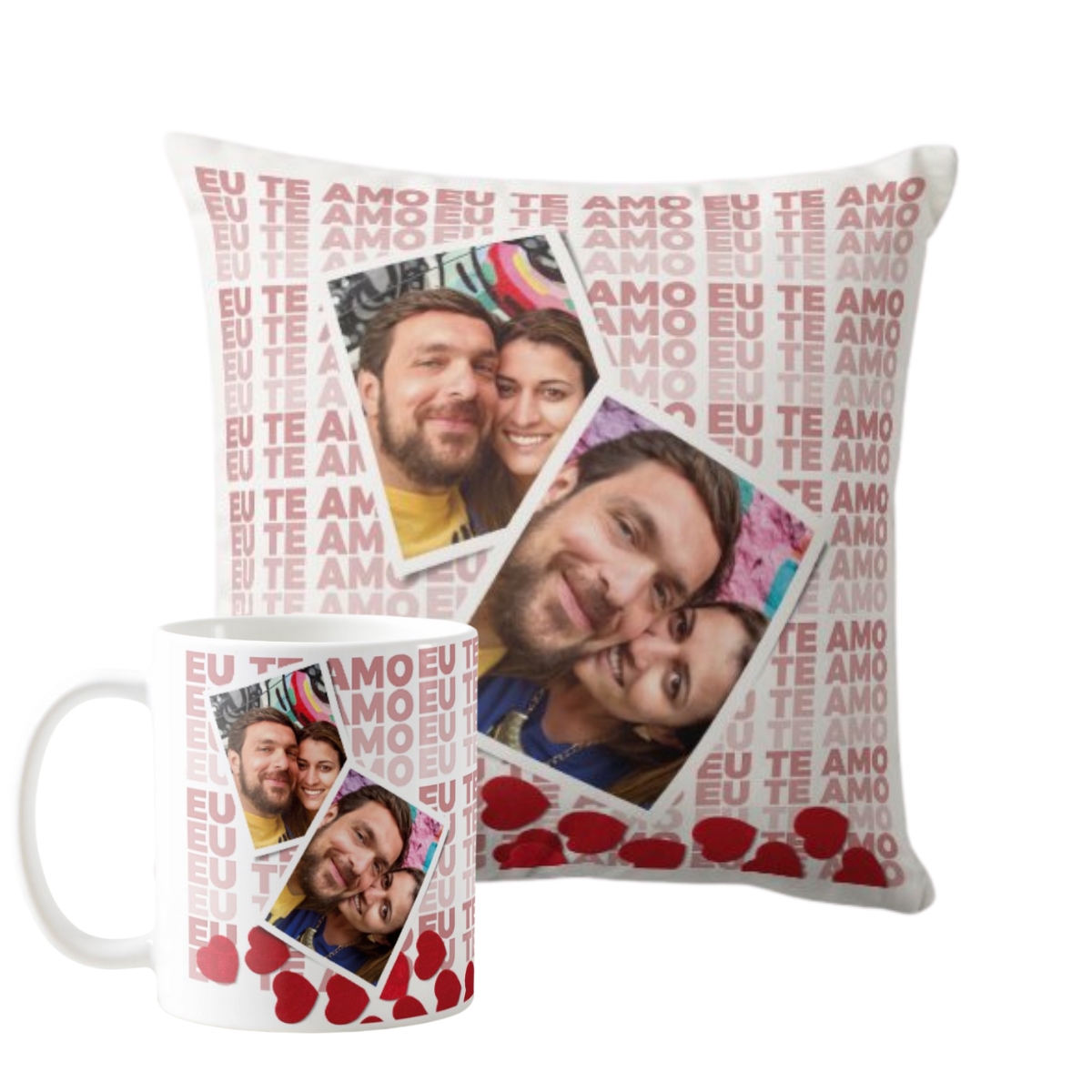 Kit Almofada E Caneca Casal Romântico Presente Namorados Branco 2 Fotos - Outros (Casal)