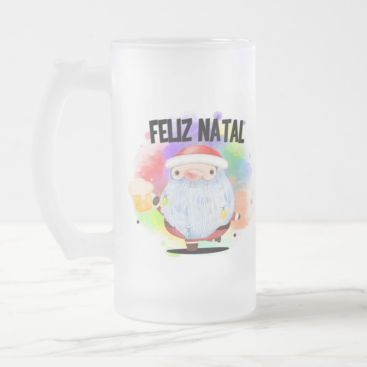 Copo Cerveja Vidro Presente Feliz Natal Papai Noel Divertido