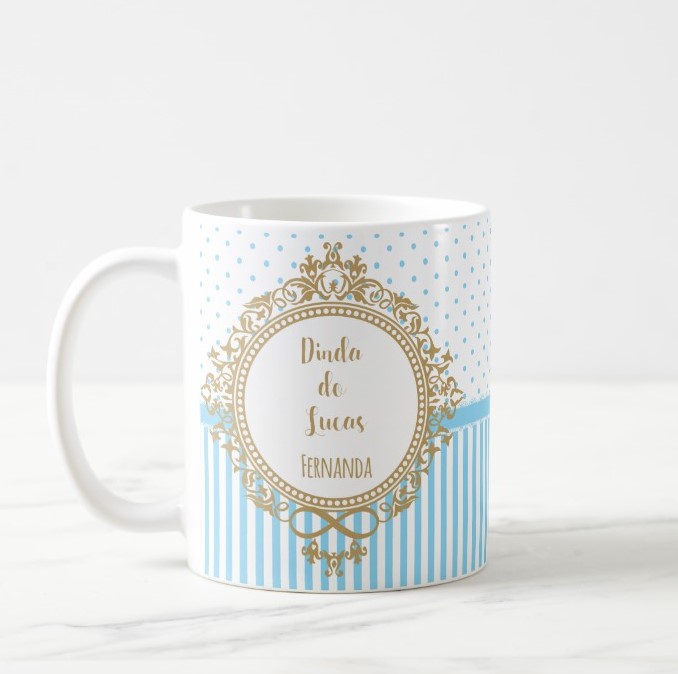 Caneca Presente Batizado Batismo Crisma Brasão Azul Claro - Batizado (Batizando(a))