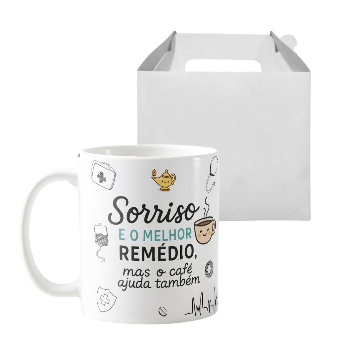 Caneca Personalizada Enfermeira Divertida Cafe Sorriso 325ml - Branca - Profissões (Odontologia)