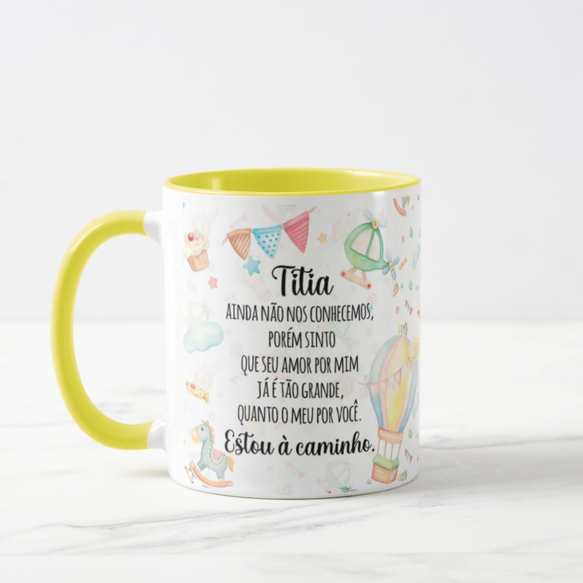 Caneca Presente para Revelear Gravidez Titia Estou à Caminho