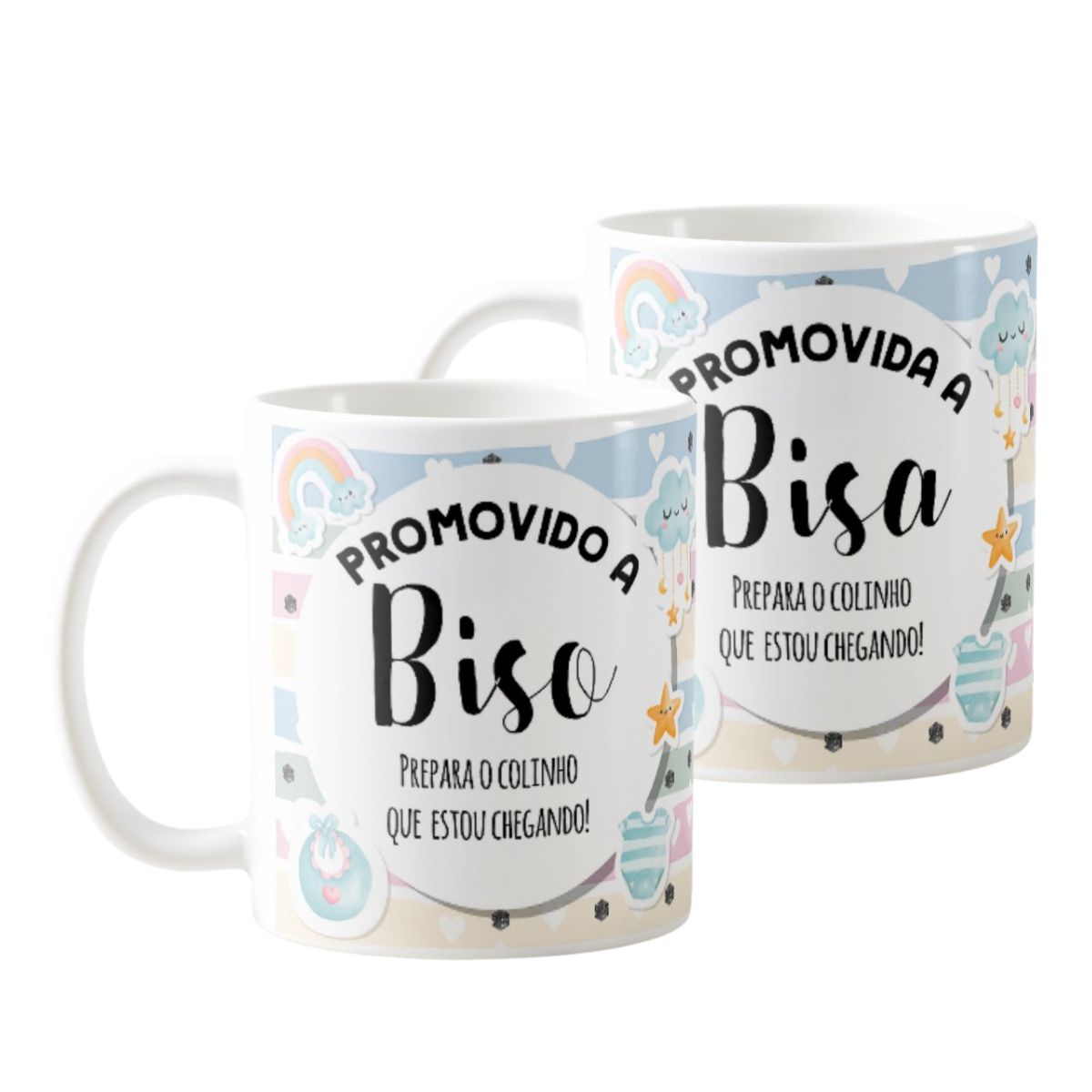 Kit 2 Canecas Presente Anúncio de Gravidez Biso e Bisa  - Anúncio de Gravidez (Bisavó)