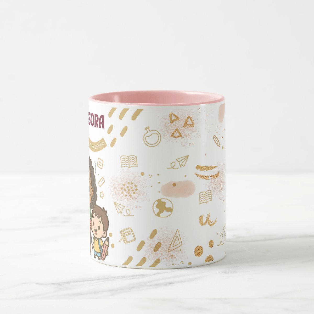 Caneca Professor(a) Cacheada Amor Gratidão Presente Dia dos Professores 🎁