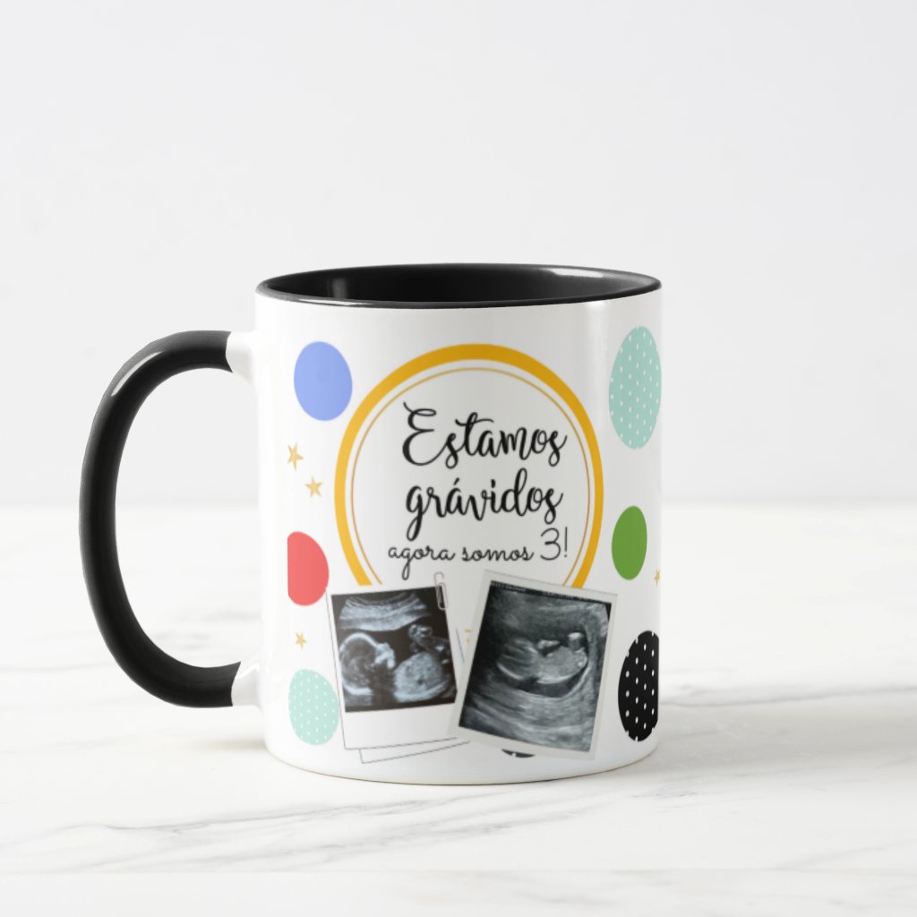 Caneca Personalizada Presente Criativo para Revelar Gravidez - Anúncio de Gravidez (Família/Geral)