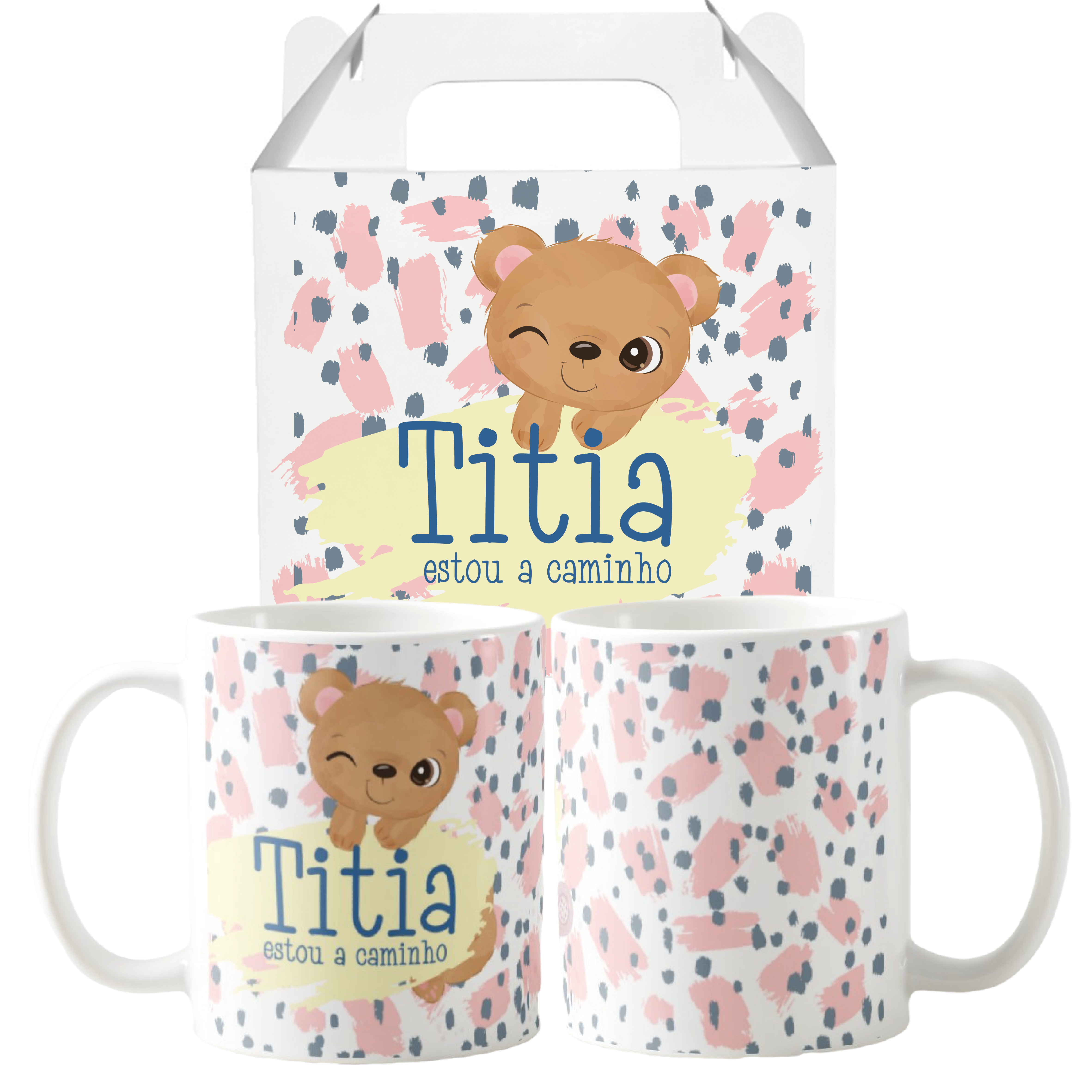 Kit 2 Canecas Presente para Revelar Gravidez Titio e Titia