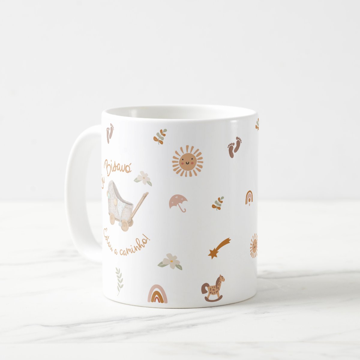 Caneca Revelação Grávidez Boho Estou a Caminho Bisavó