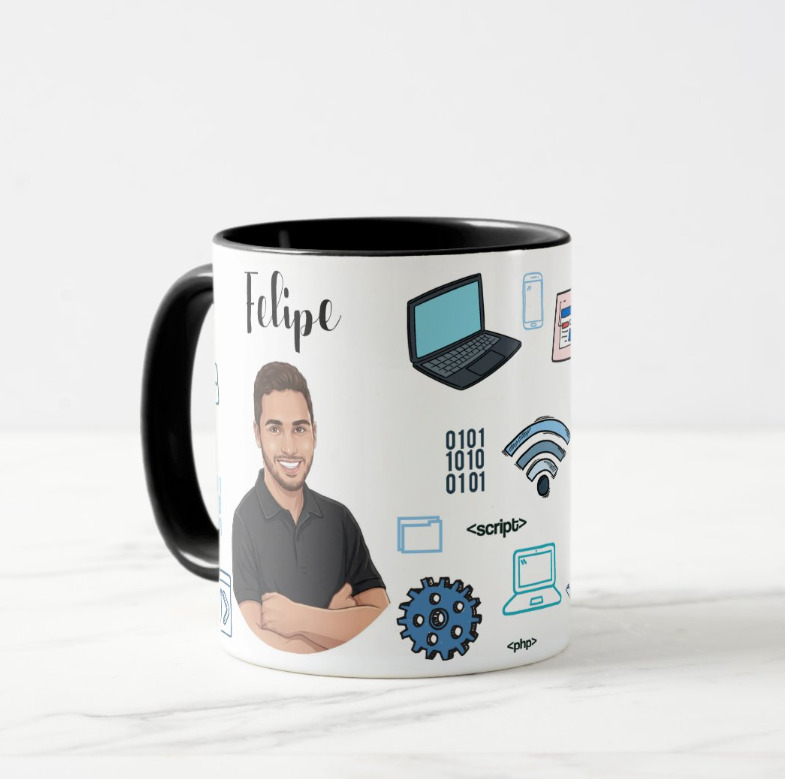 Caneca com Caricatura Presente Profissional de Tecnologia Ti