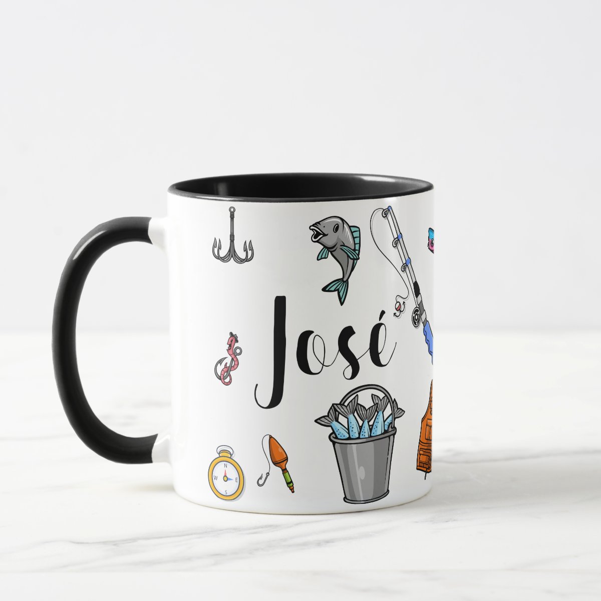 Caneca Personalizada Masculina de Pesca Pescador com o Nome - Profissões (Pescador)