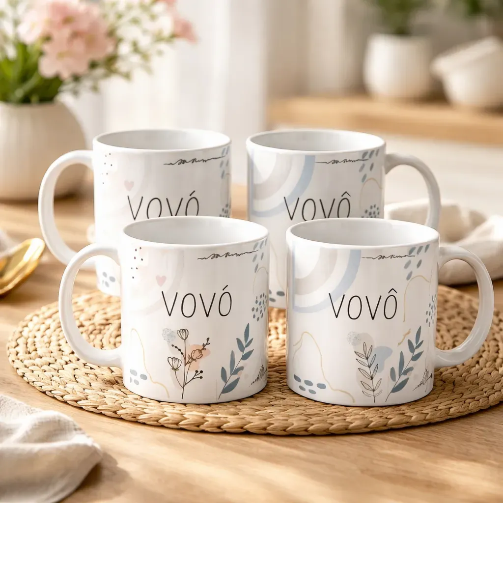 Kit para Avós - Canecas Cerâmica Vovó e Vovô – Presente Pronta entrega + caixinha inclusa - Família (Avó)