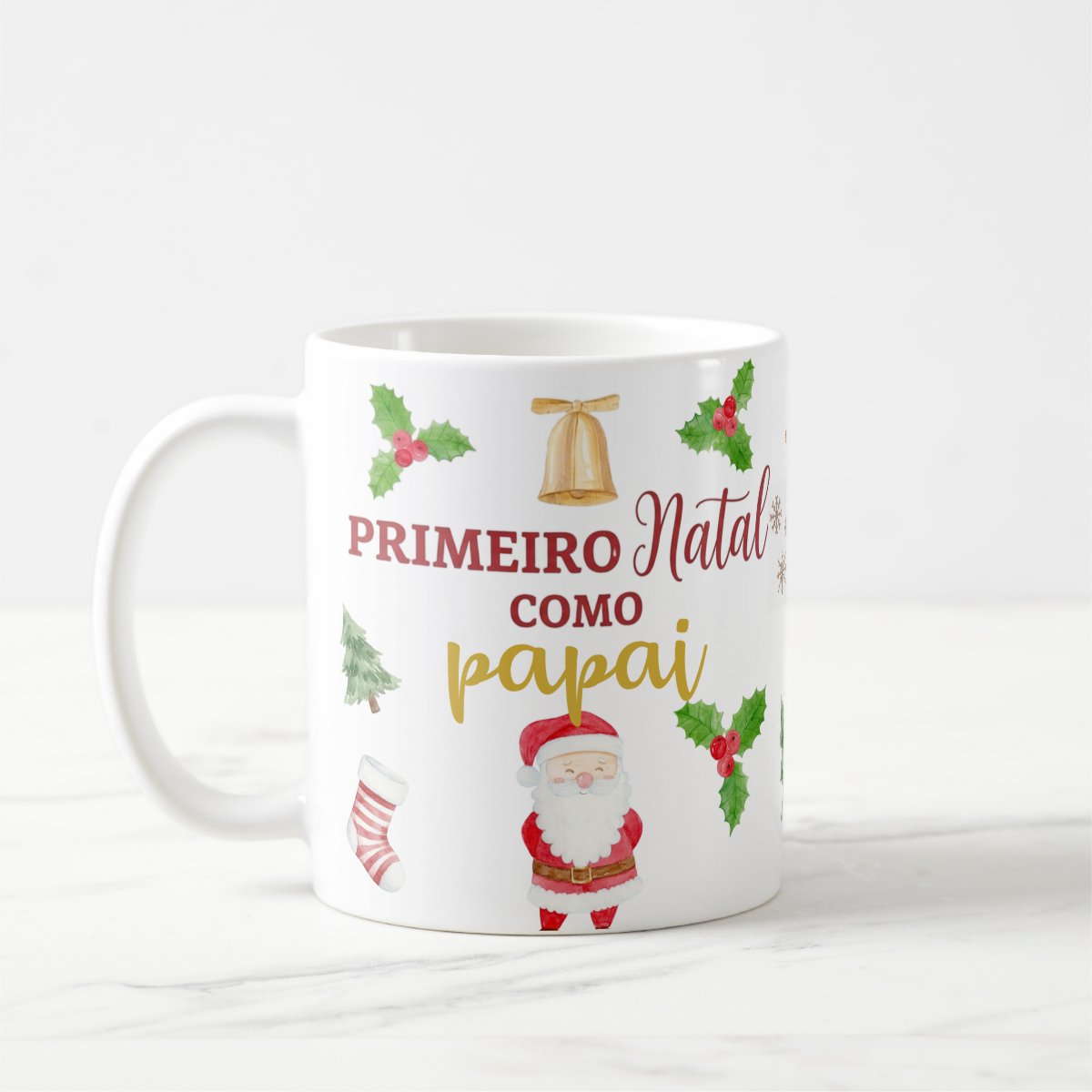 Caneca Primeiro Natal como Papai Presente Pronta Entrega Família 🎁