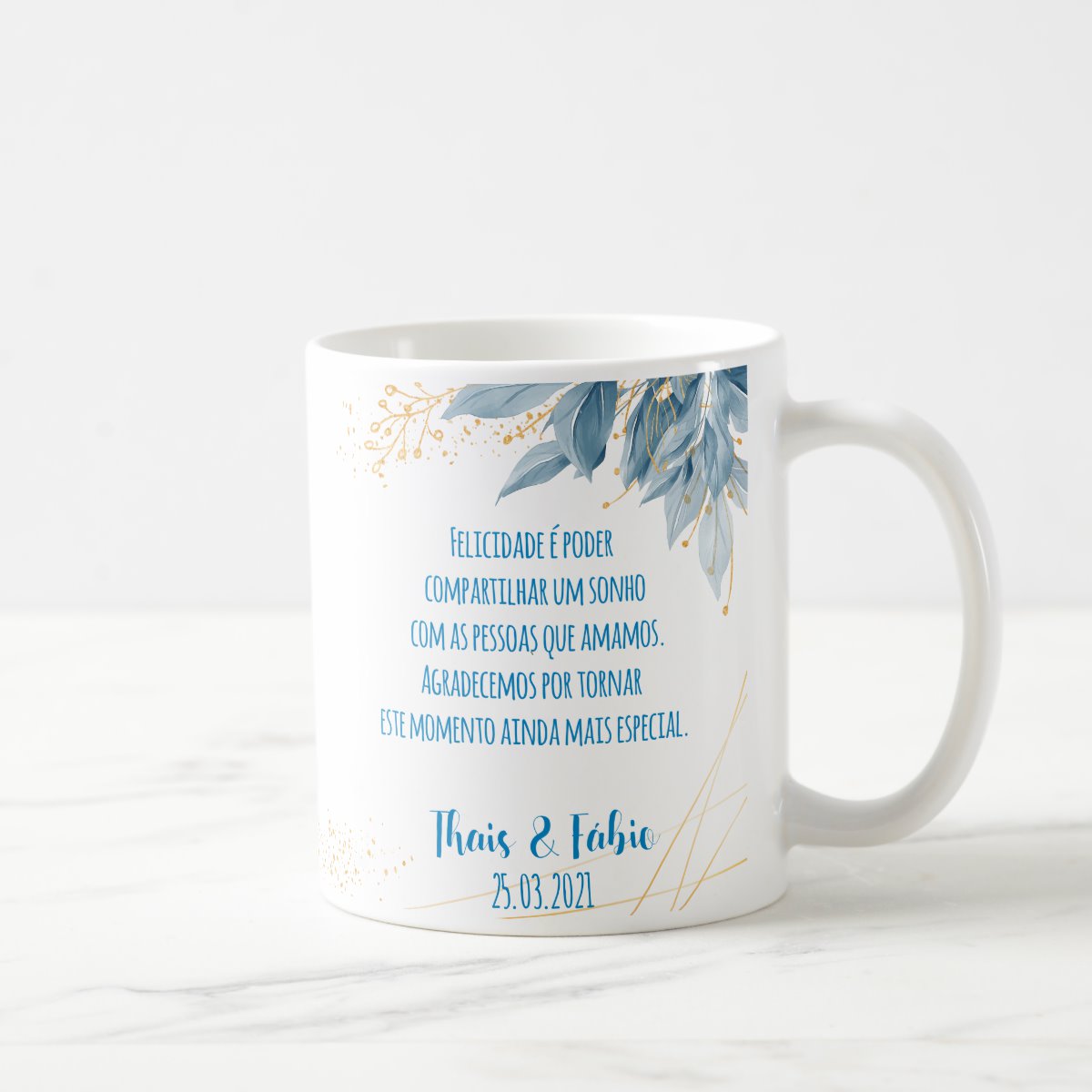 Caneca Lembrança Pai da Noiva Recordação Casamento Azul