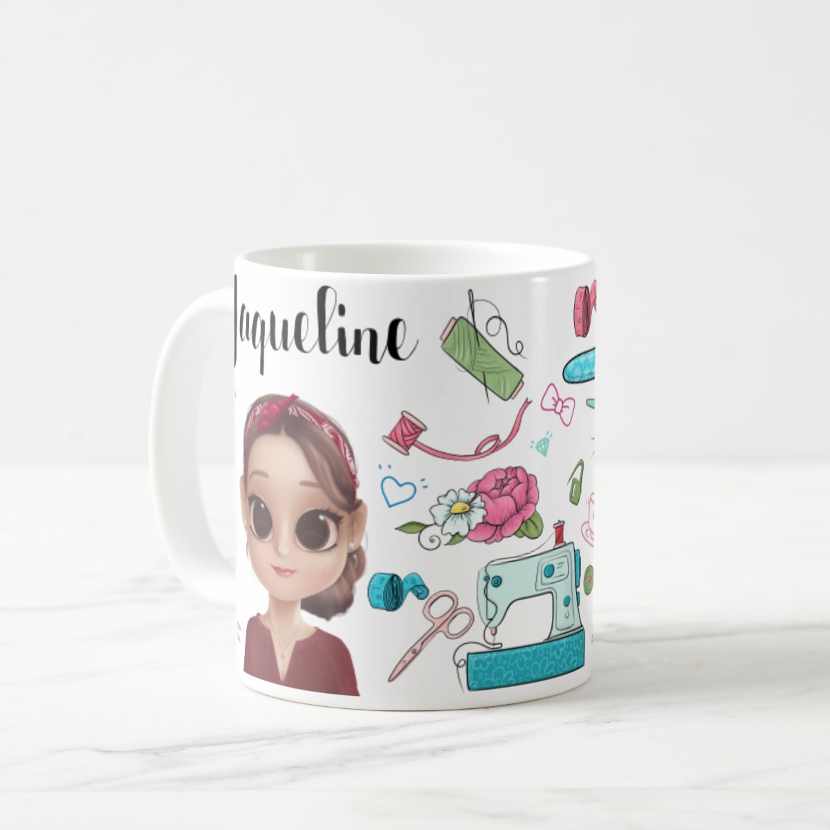 Caneca Personalizada Artesã Presente Costureira com Avatar