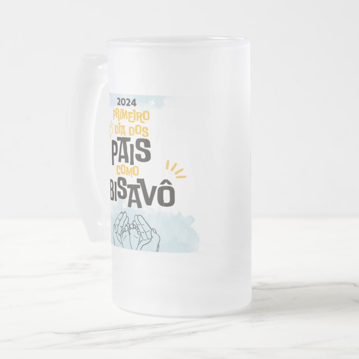 Copo de Cerveja Personalizado 1º Dia dos Pais Como Bisavô - Família (Avó/Avô)