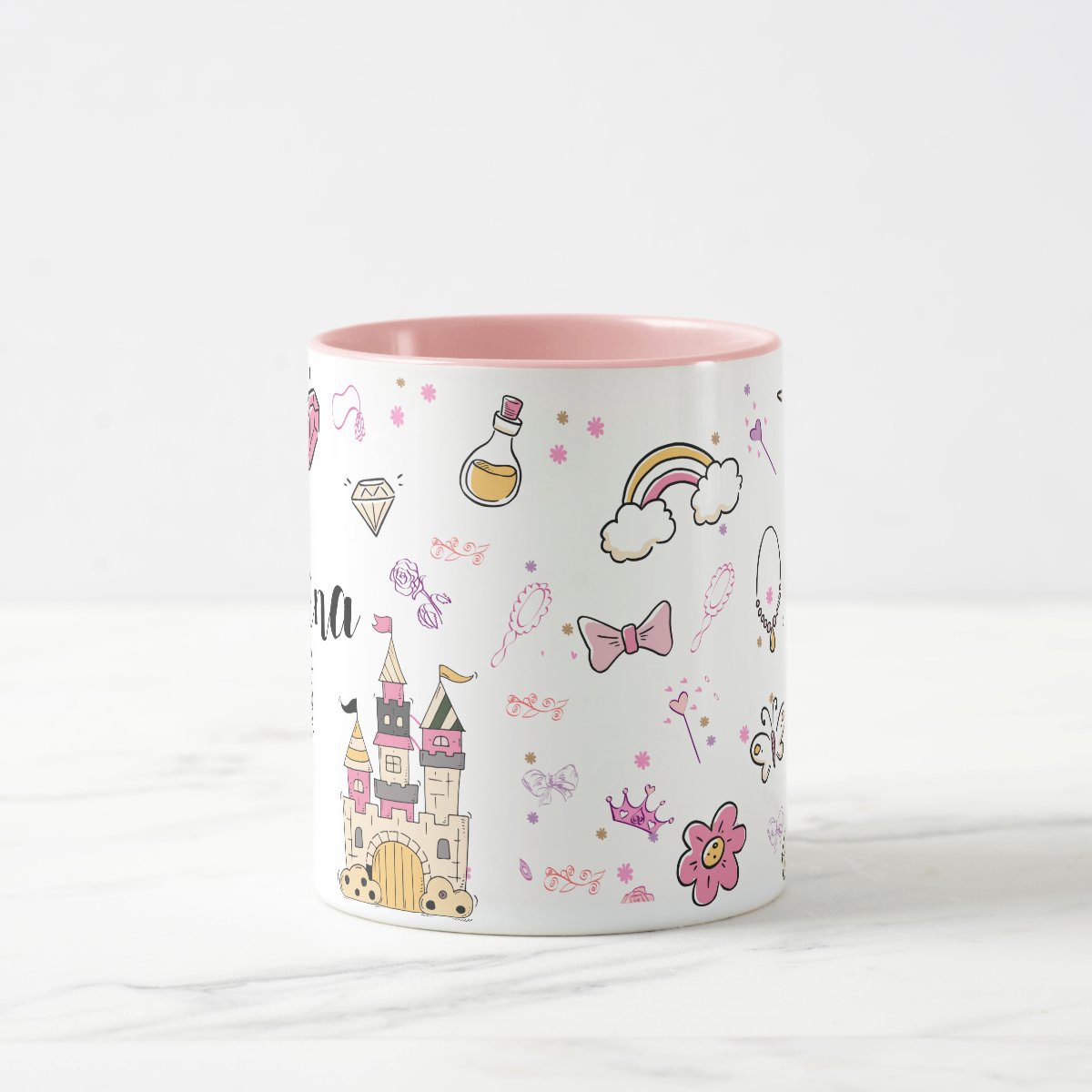 Caneca Cerâmica Infantil Personalizada com Nome Princesas