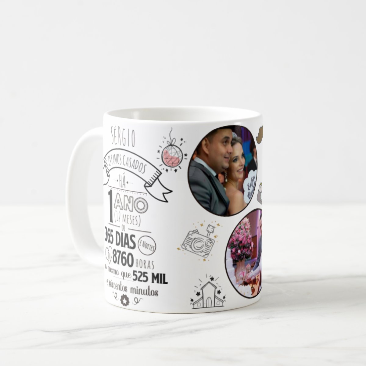 Caneca Presente 1 Aniversário de Casamento Bodas de Papel