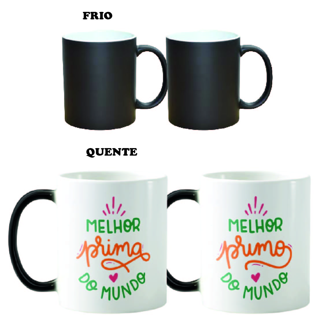 Kit 2 Canecas Mágicas Presente Criativo para Melhores Primos - Família (Primo(a))
