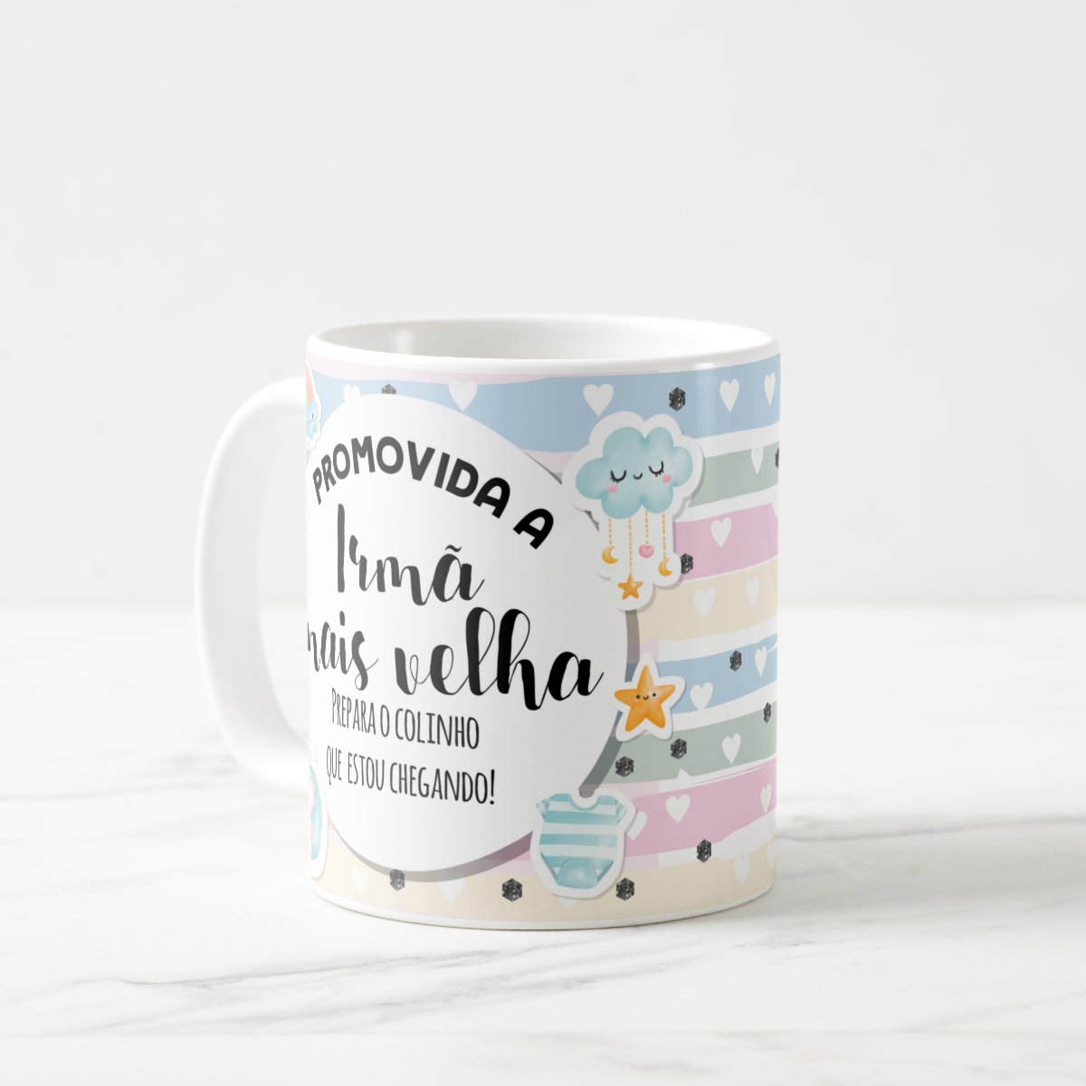 Caneca Presente Gravidez Irmã Mais Velha Familia Cresceu