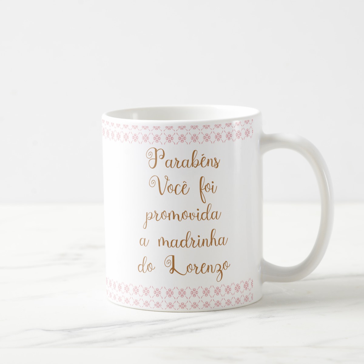 Caneca Realeza Presente Madrinha de Batizado Dinda com Nomes