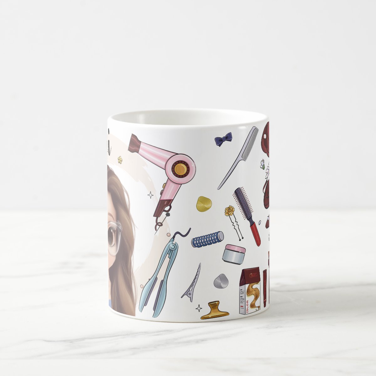 Caneca Personalizada para Cabeleireira com Nome e Avatar