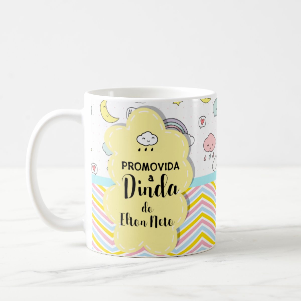 Caneca Convite Madrinha Batizado Dinda Batismo Chuva de Amor - Batizado (Madrinha)