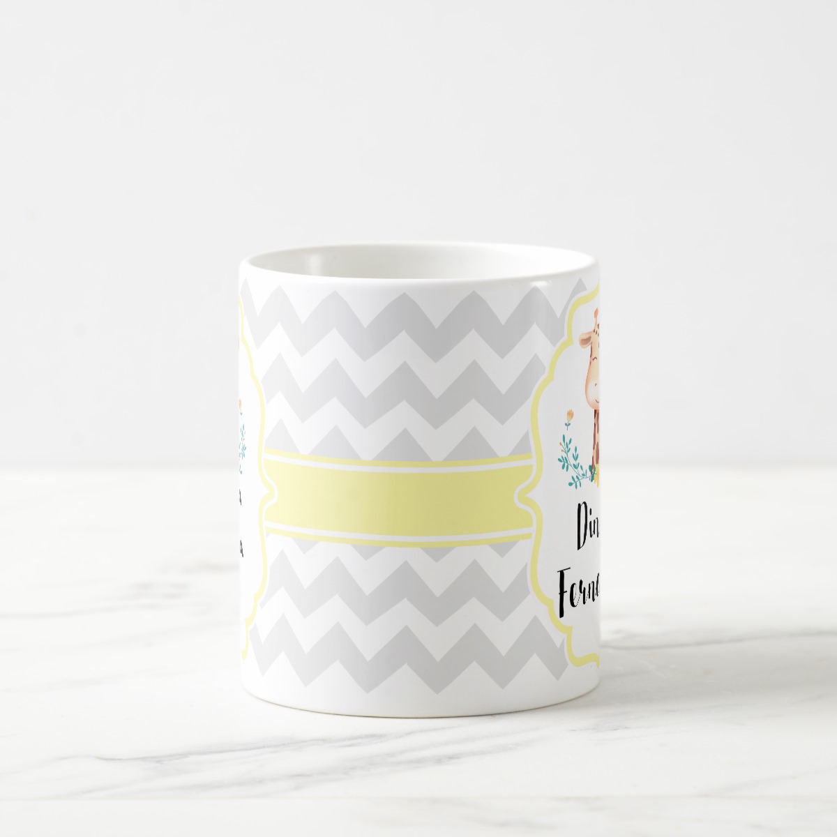 Caneca Selva Presente Madrinha de Batismo Convite Girafa