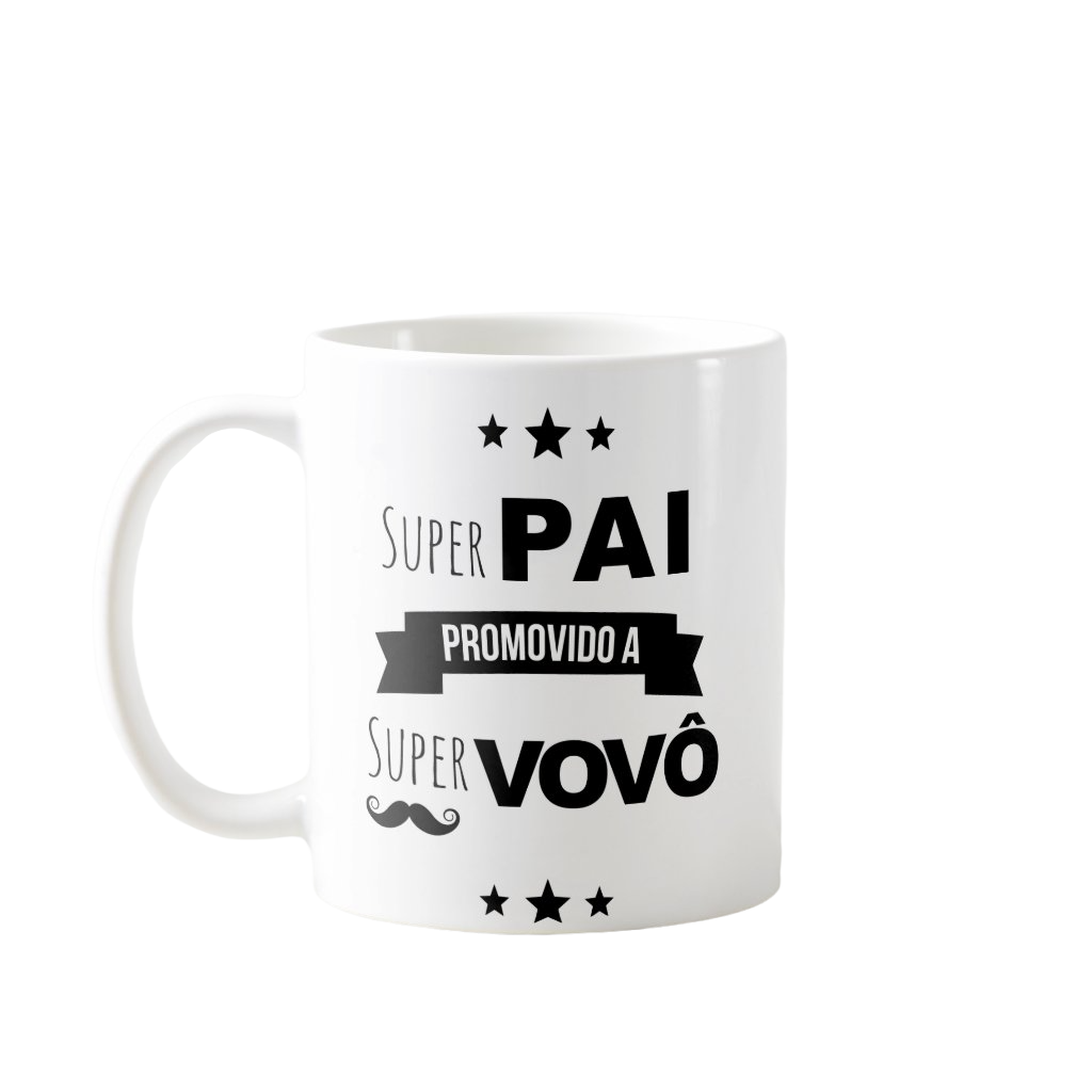 Caneca Revelação Dia Dos Pais Super Pai Promovido A Vovô - Anúncio de Gravidez (Avô)