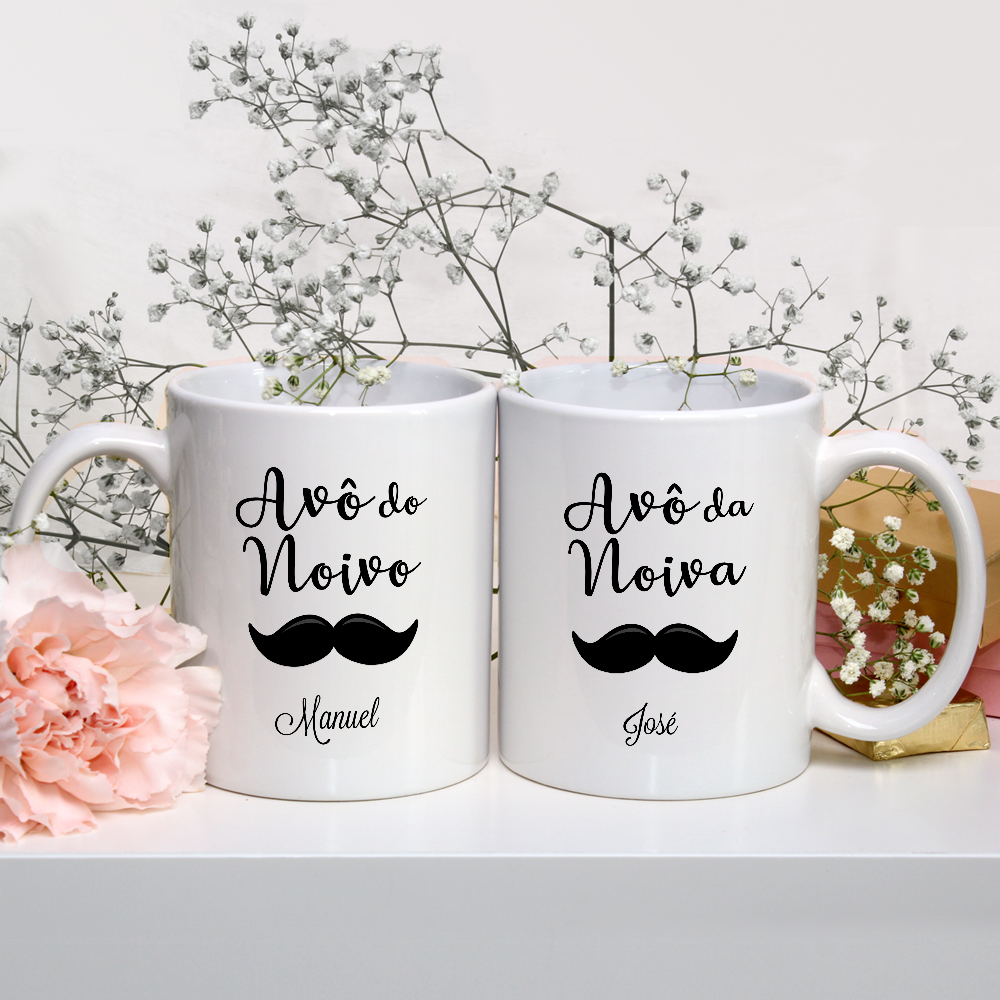 Kit Presente 2 Canecas Personalizadas Avôs Casamento Noivos - Casamento (Avôs/Noivos)