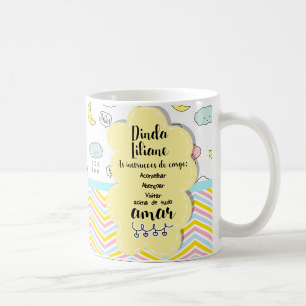 Caneca Personalizada Promovido a Dindos - Chuva de Benção