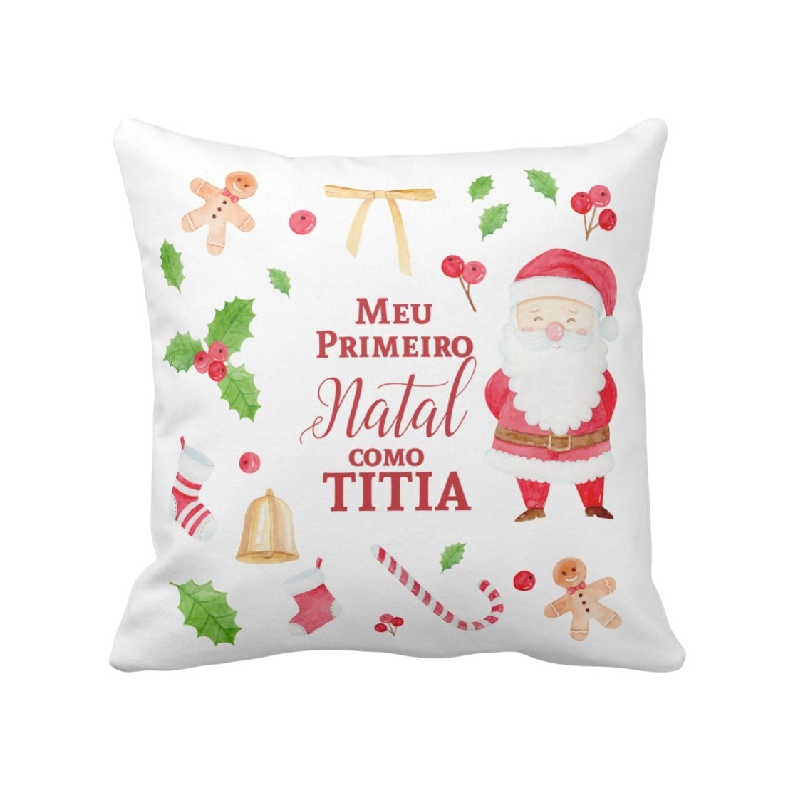Almofada Decorativa Presente Primeiro Natal Como Tia Titia - Família (Tio(a))