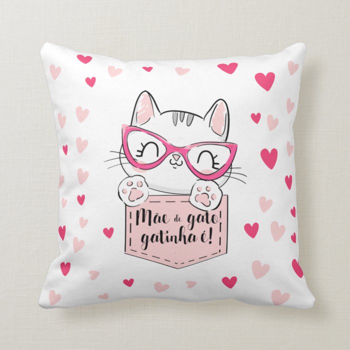 Almofada Personalizada com Frase para Mãe de Gato Gatinha É - Família (Mãe)