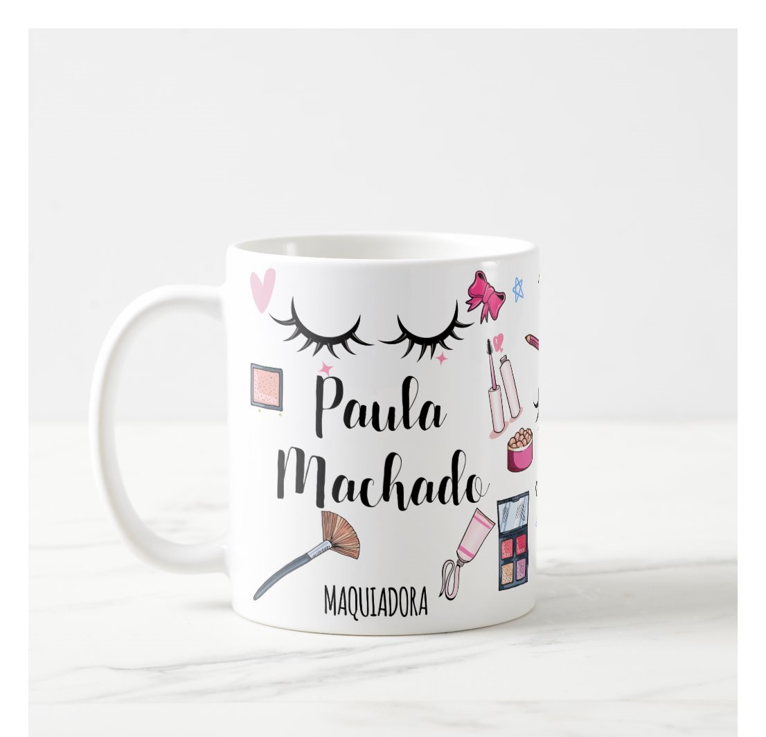 Caneca Personalizada Feminina com Nome Presente Maquiagem - Profissões (Maquiagem)
