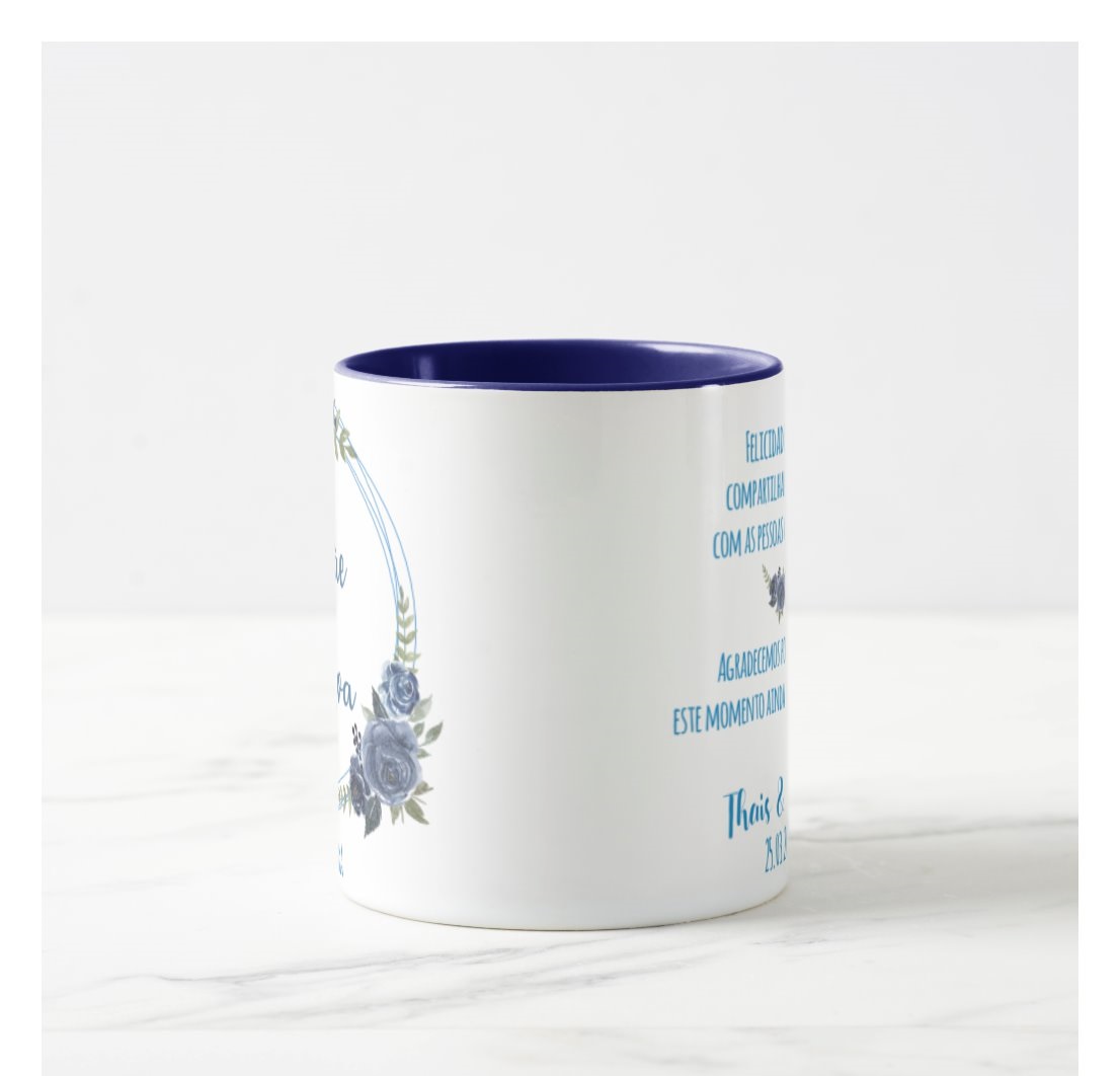 Caneca Azul Casamento Presente Recordação Familia Mãe Avó