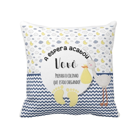 Almofada Decorativa Revelação Gravidez Vovô - Anúncio de Gravidez (Avós)