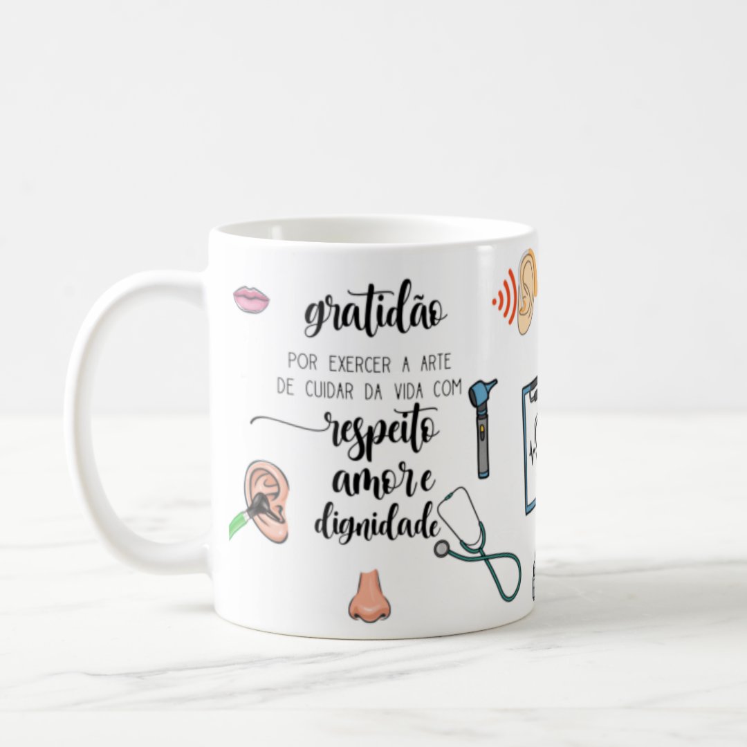Caneca Personalizada Presente para Otorrinolaringologista - Profissões (Médico(a))