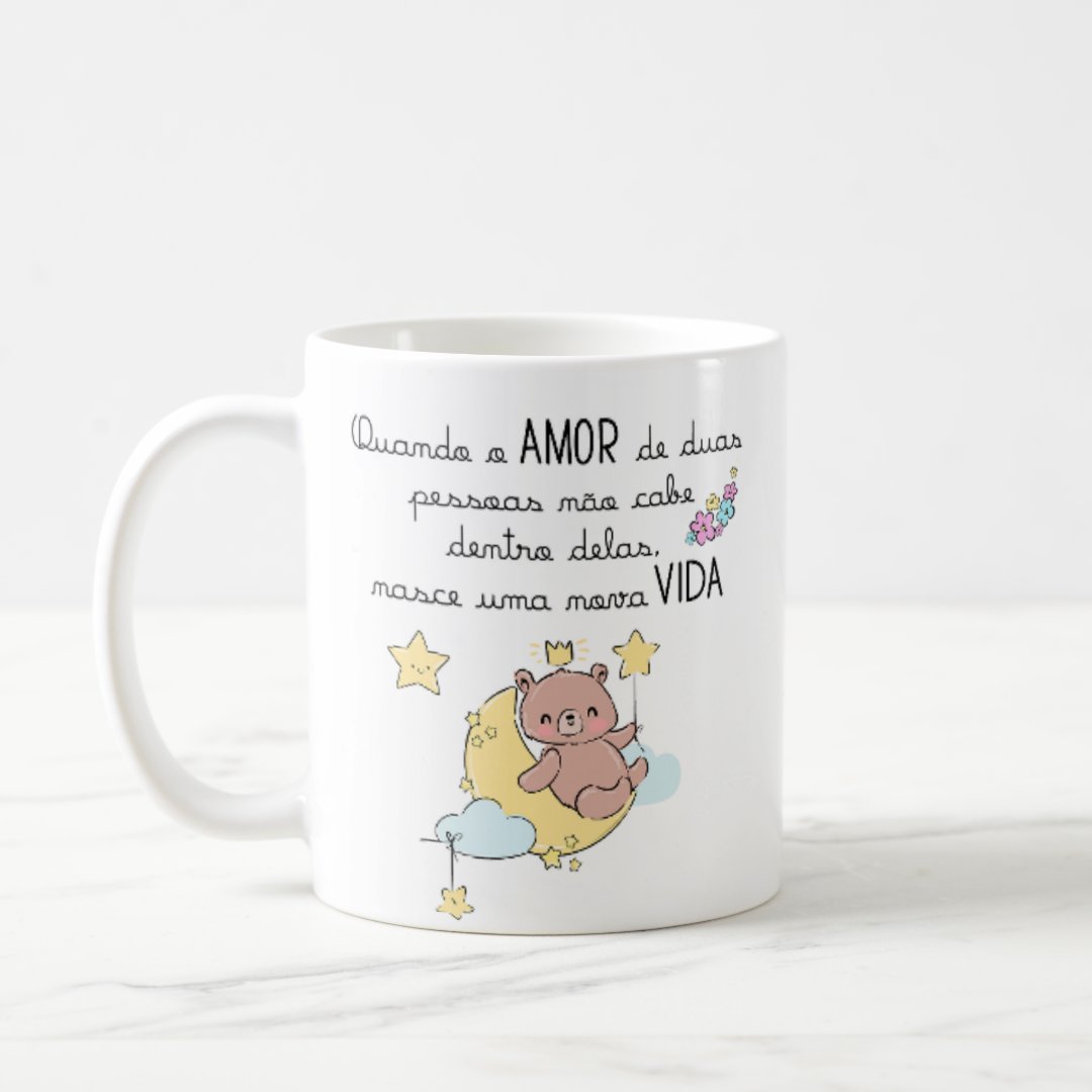 Caneca Presente Anúncio de Gravidez Primeiro Filho - Anúncio de Gravidez (Família/Geral)