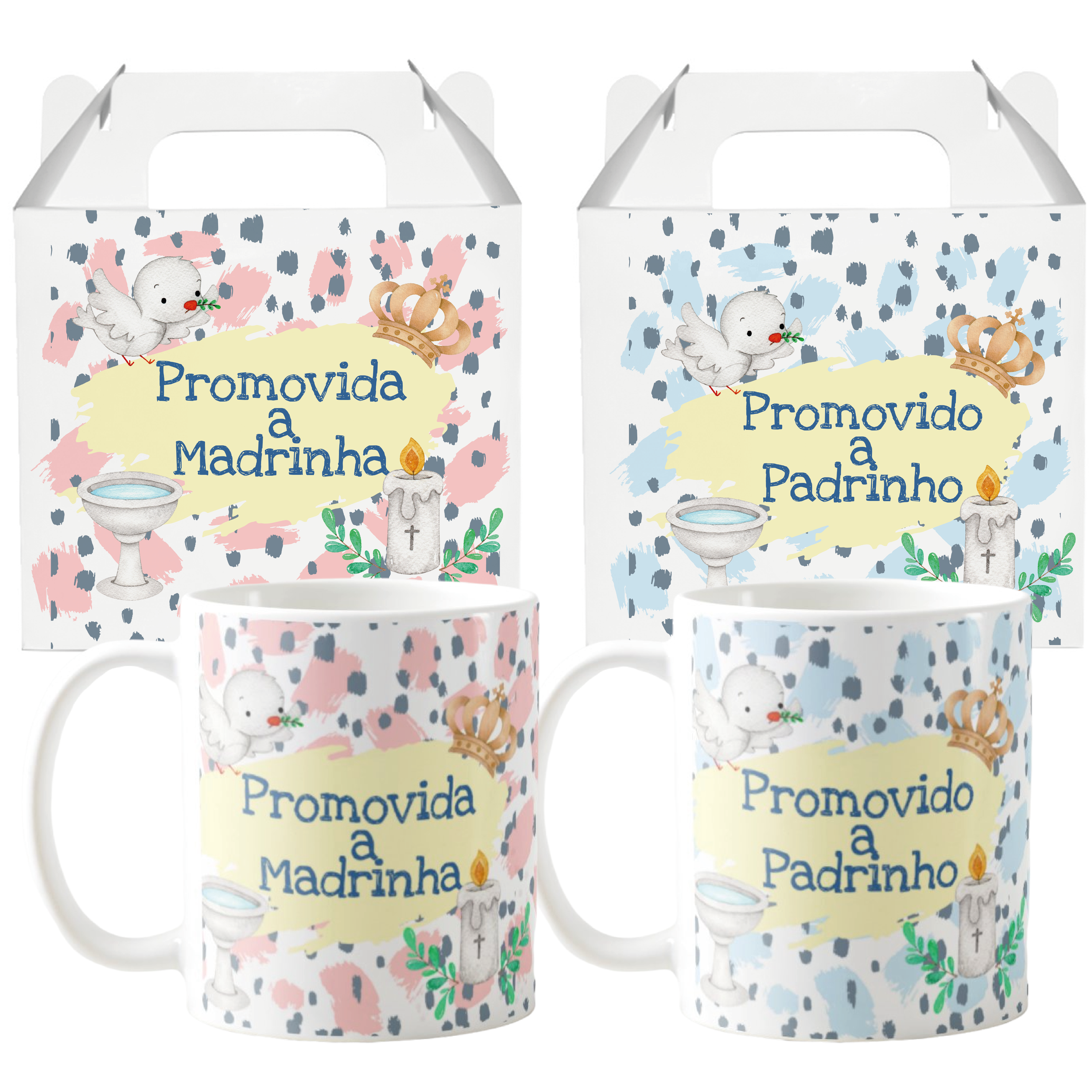 Kit 2 Canecas Presente Personalizado Convite para Padrinhos