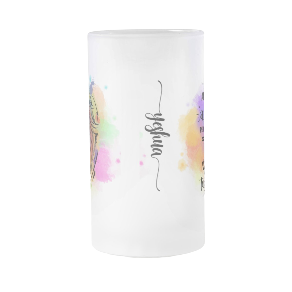 Caneca Vidro Jateado 475ml Personalizado Jesus Leão de Judá
