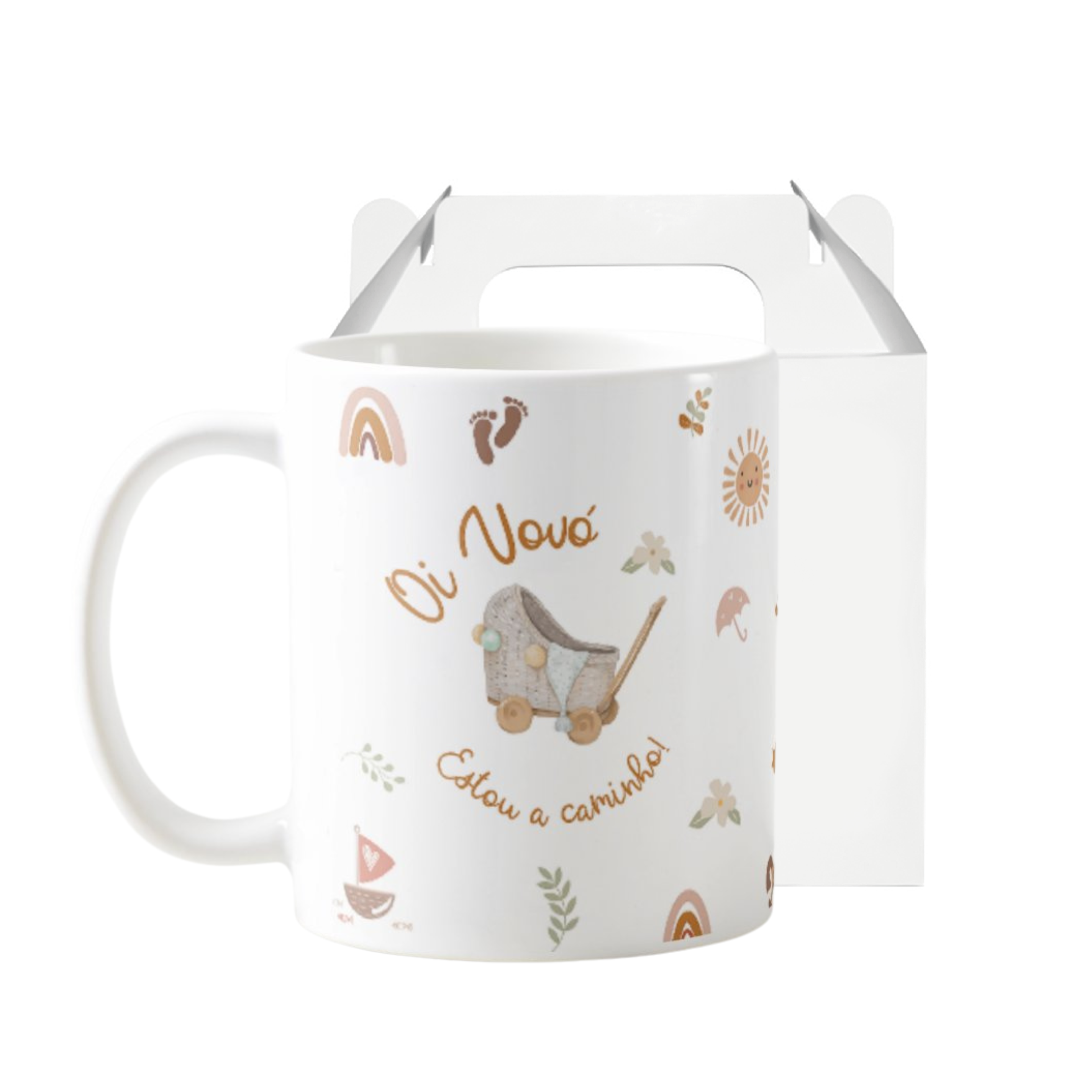 Caneca Avó Anúncio de Grávidez Vovó Estou a Caminho - Anúncio de Gravidez (Avós)