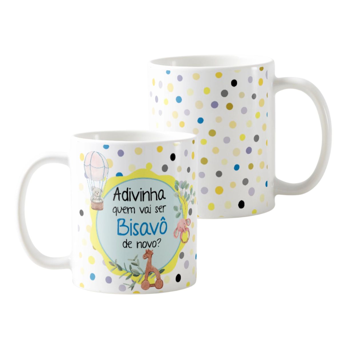 Kit 2 Canecas Presente Anúncio de Gravidez Bisa/biso de Novo
