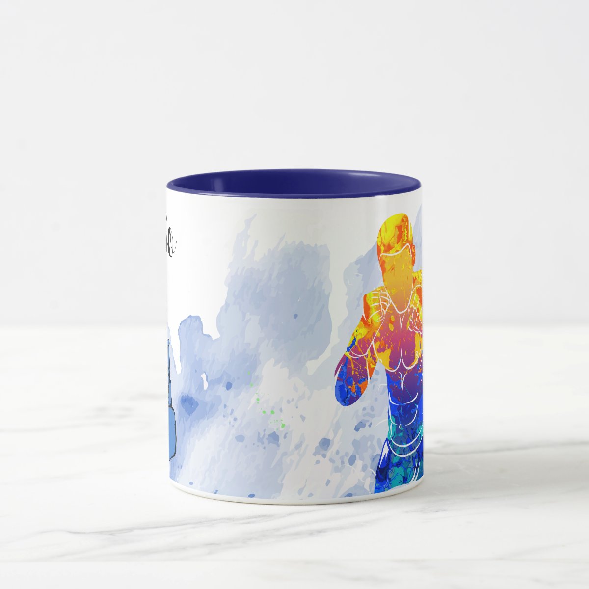 Caneca Personalizada Boxe Luta Lutador com o Nome Azul