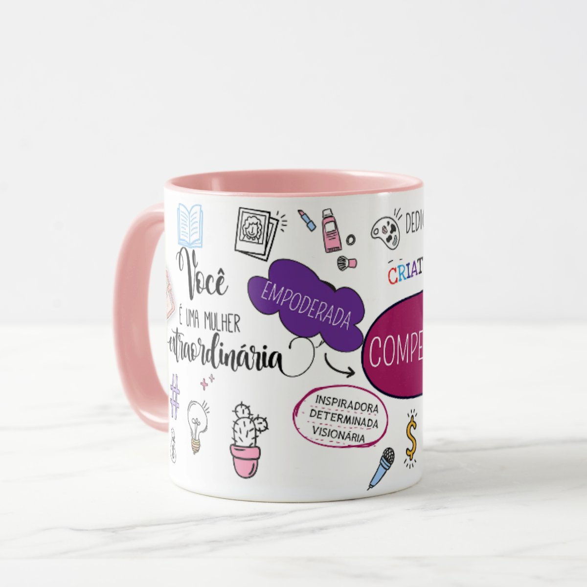 Caneca Personalizada Presente Dia Da Mulher Extraordinária Rosa Mulher Extraordinária