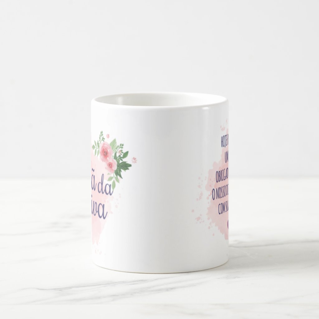 Caneca Presente De Casamento Irmã Da Noiva - Floral Cinza