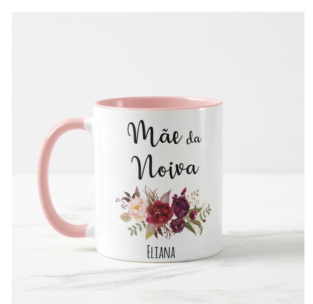 Caneca Casamento para Mãe da Noiva Ramos de Flores Marsala - Casamento (Mãe)