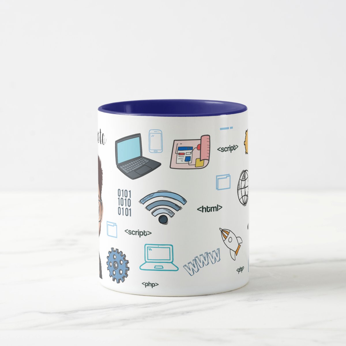 Caneca Azul Tecnologia Ti Com Avatar E Nome Personalizado