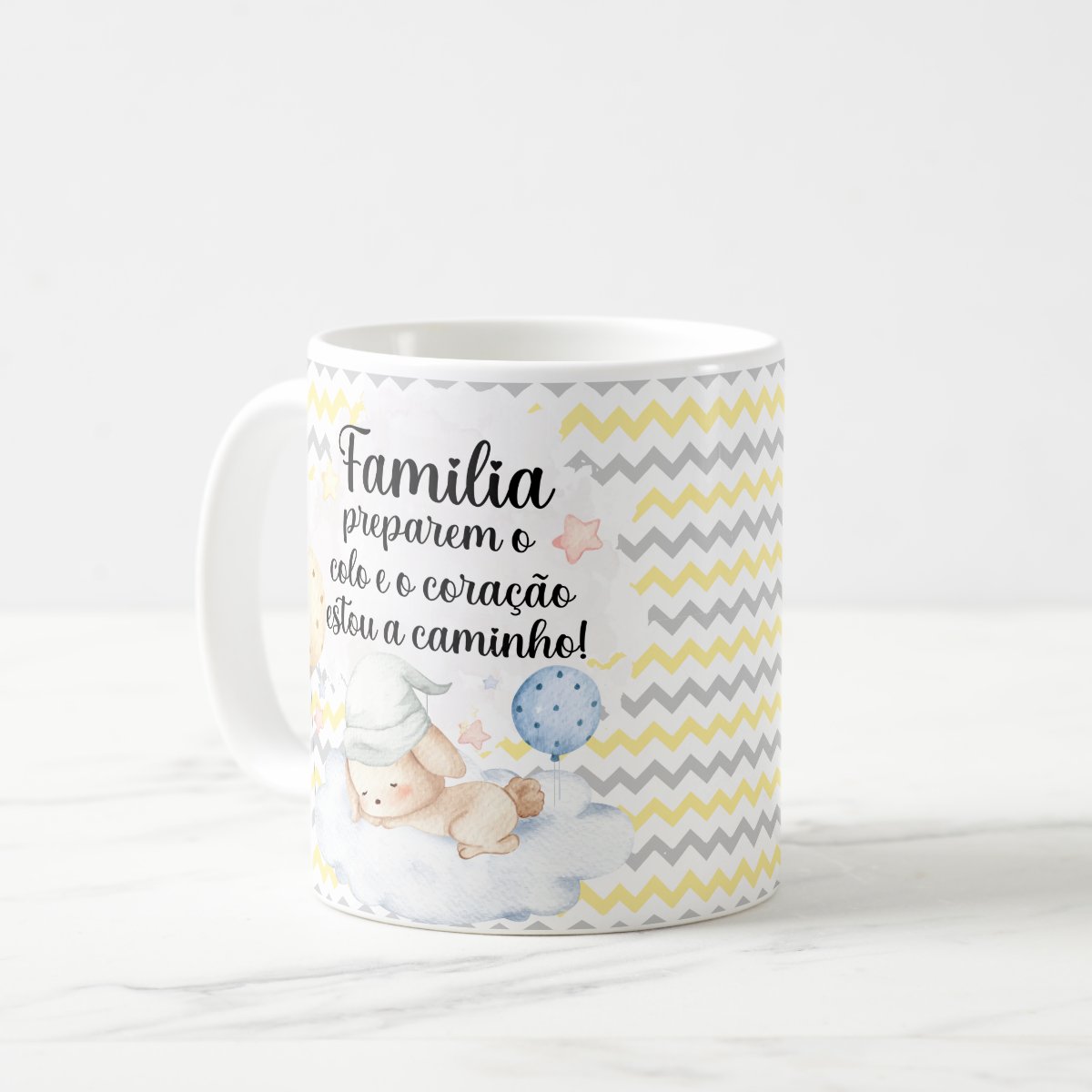 Caneca Surpresa Gravidez Anúncio Família Estou a Caminho - Anúncio de Gravidez (Família/Geral)