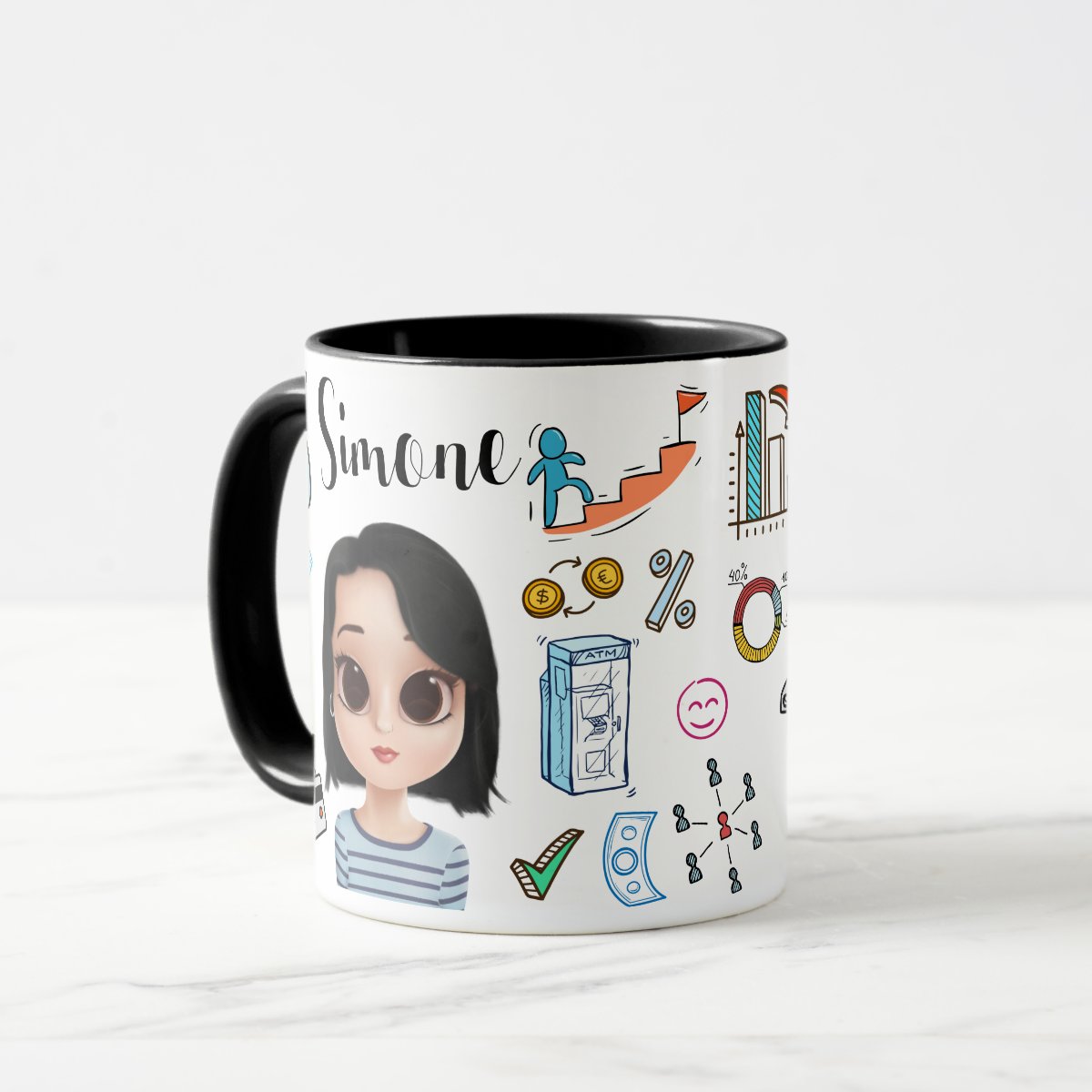 Caneca Bancário Financiarias com Nome e Avatar Personalizado