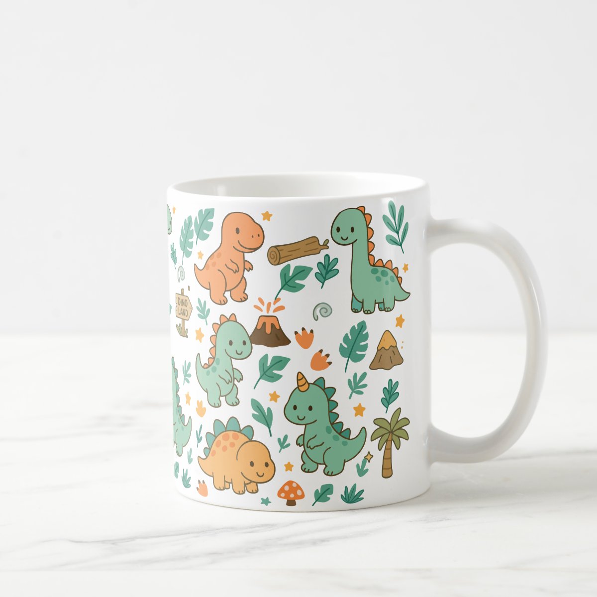 Caneca Personalizada com Nome para Crianças Mundo dos Dinossauro