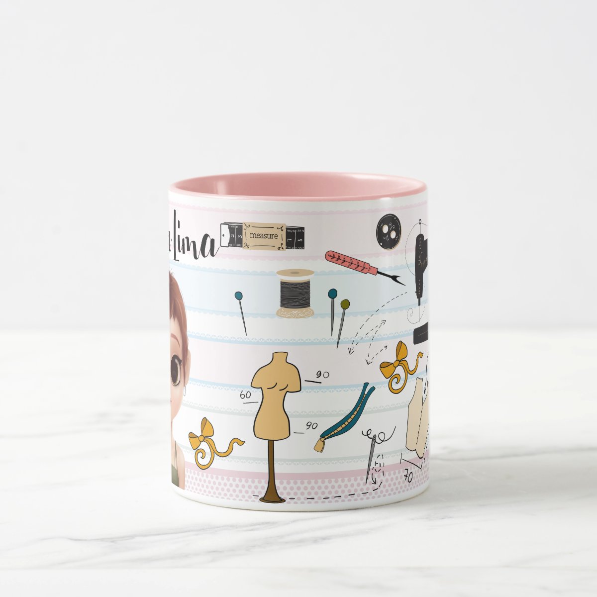 Caneca Rosa Estilista Moda Avatar e Nome Personalizado