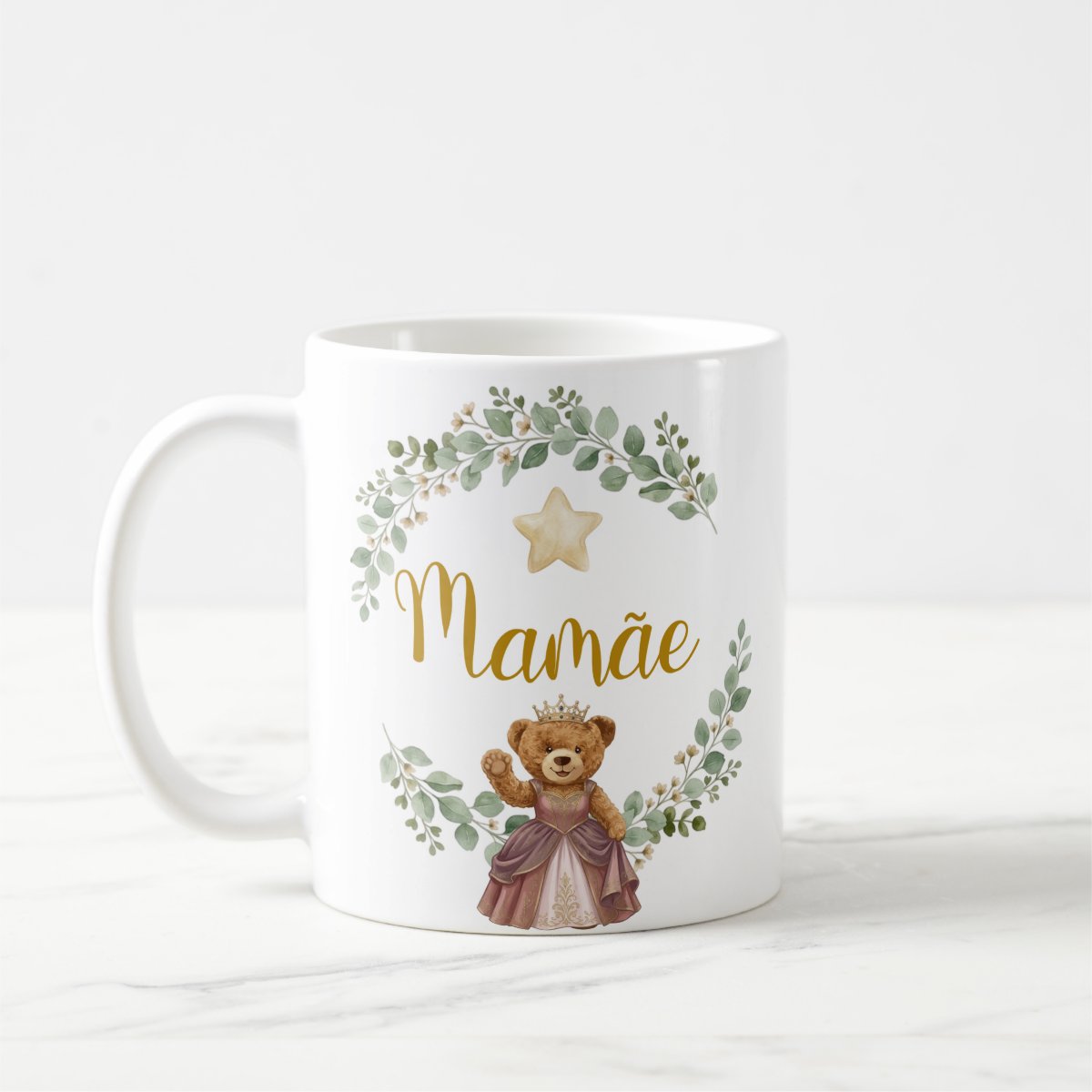 Caneca Ursa Princesa Mãe Presente Dia das Mães Família Pronta Entrega