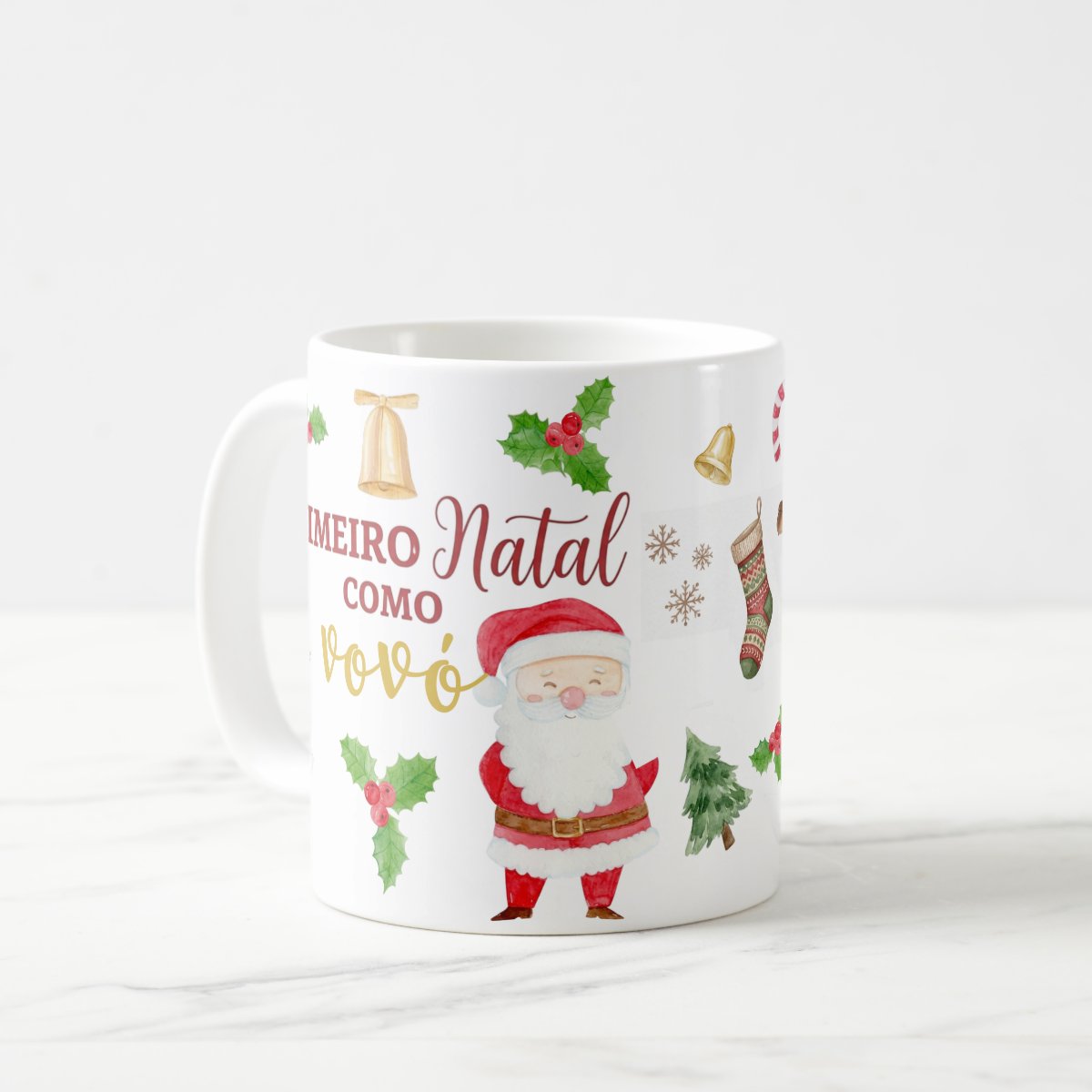 Caneca Primeiro Natal como Vovó Família Pronta Entrega Presente Natalino 🎁